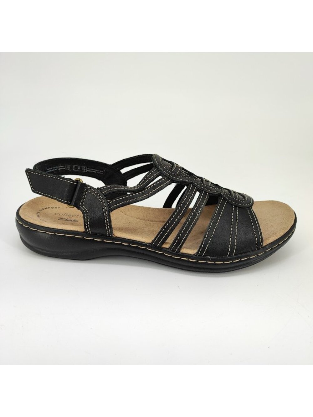 Clarks Leisa Janna Women's Size 8 M US Sandals Black Leather Comfort 61212710